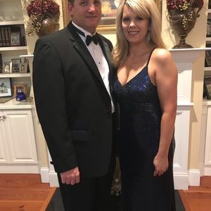 Sequined navy formal